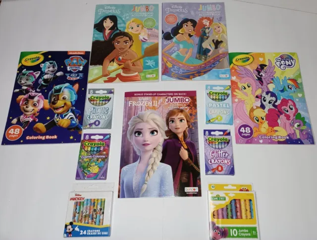 Lot of 6 Childrens Coloring Books Disney Princess My Little Pony