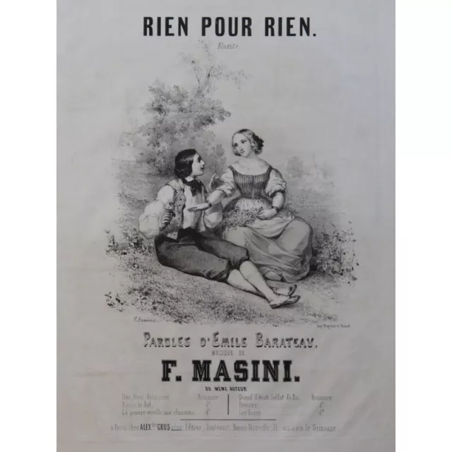 MASINI F. Rien pour rien Chant Piano ca1844