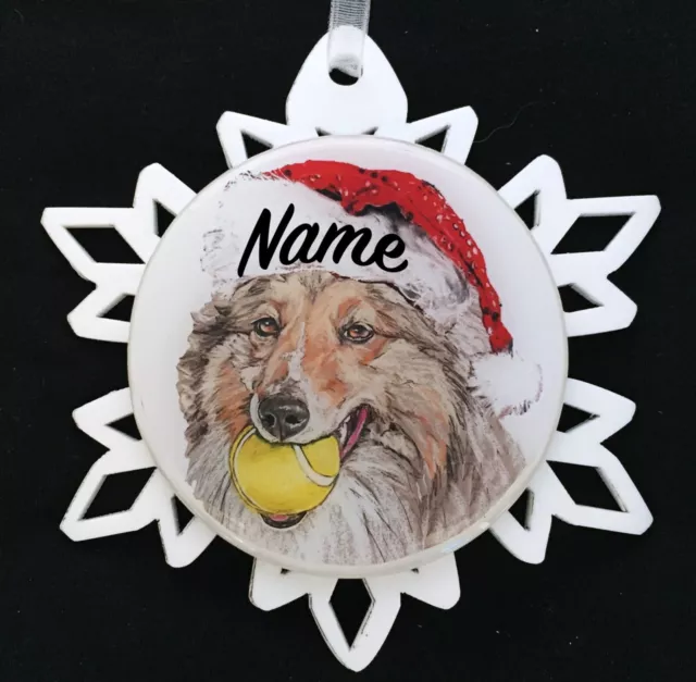 Santa Shetland Sheepdog Sheltie Dog Christmas Ornament - Free Personalization