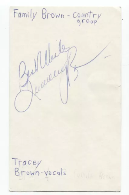 Family Brown - Tracey Brown Signed 3x5 Index Card Autographed Country Music