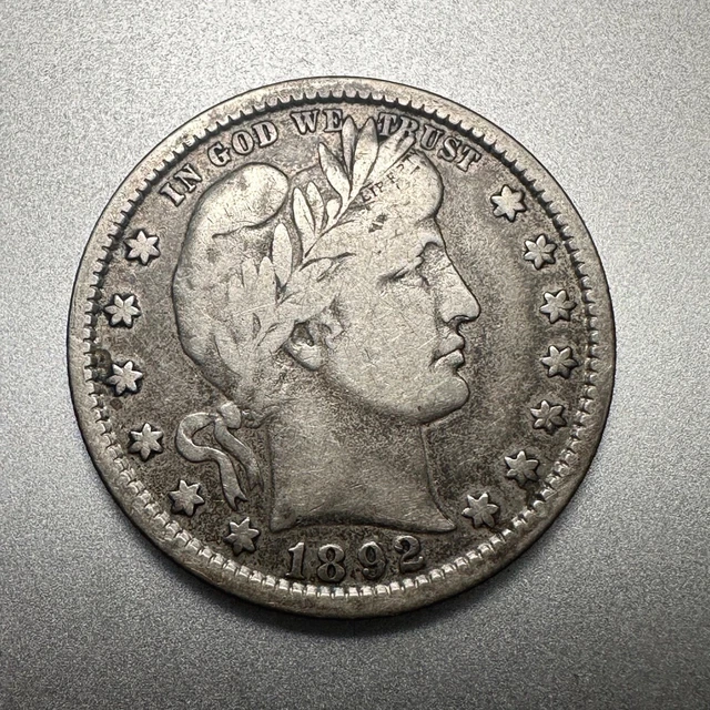1892  Barber Quarer  Fine Details  Key Type Coin First Year Issue #3963