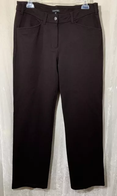Eileen Fisher Brown Ponte Knit Pants, Straight Leg Size S Small