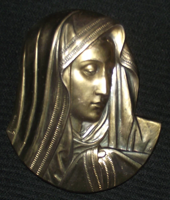 Médaillon Ancien En Plâtre Sur La Boxe – Signé, Années 1920, Diamètre 12.5 Cm
