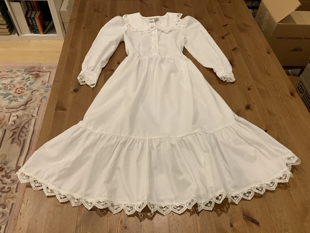 Storybook Heirlooms Girls 10 White Lace & Ruffle Trim Dress USA Vintage NWT