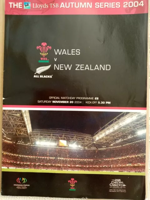Wales V New Zealand Official Rugby Union Programme 2004