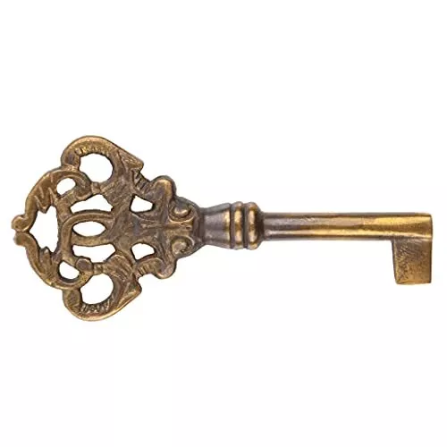 Key Solid Brass Antique Skeleton Key Hand Aged Fancy Key | Ky-9Hab