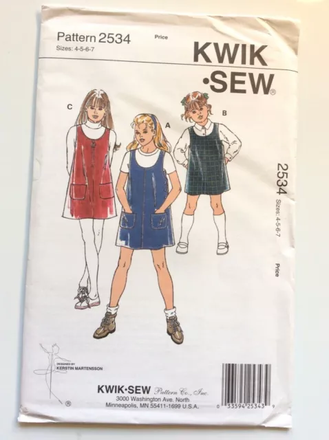 KWIK SEW  2534  NEW AND UNOPENED....see details          Sizes:  4-5-6-7