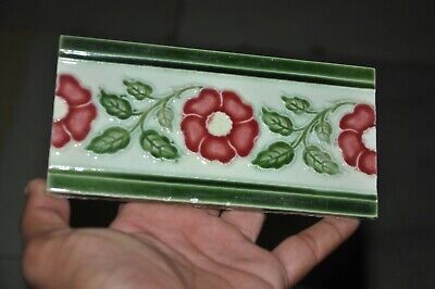 4 Pc Vintage Small Flower Design Fine Ceramic Tiles,England 3