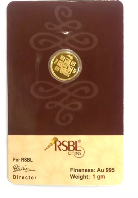 24Kt 995 Purity REAL Gold Round Shape Bullion Bar Seal Pack Certified 1 Grams