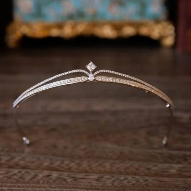 Crystal Tiara Pearl Crown Hair Bridal Rhinestone Wedding Pageants Headband Bride
