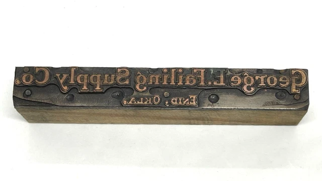Vintage Printers Print Block - George E Failing Supply Co Enid Ok - Advertising