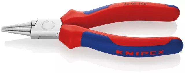 KNIPEX 22 05 140 Rundzange mit Mehrkomponenten-Hüllen verchromt 140 mm