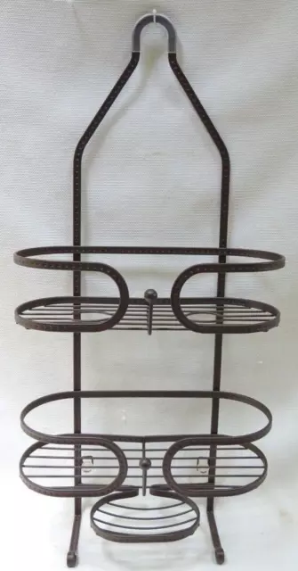 Brookstone Hanging Shower Caddy Satin Bronze Heavy Gauge 3 Shelf Brown Detailed