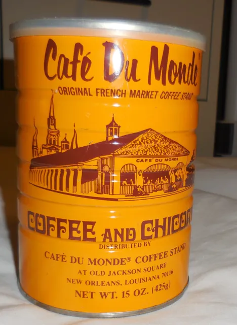 1 Cafe Du Monde Coffee and Chicory tin Can 15 Oz EMPTY,VTG New orleans LA vtg