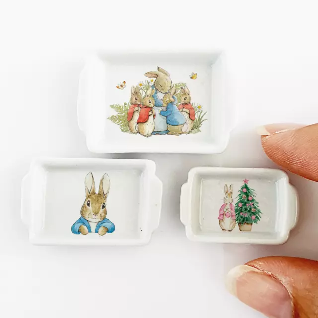 Miniaturen Handgefertigtes Keramiktablett Peter Rabbit Bunny Ostern...