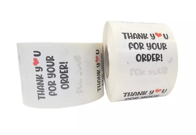 2" Thank You for Your Order Labels w/ Red Heart Adhesive Stickers 1 Roll of 500