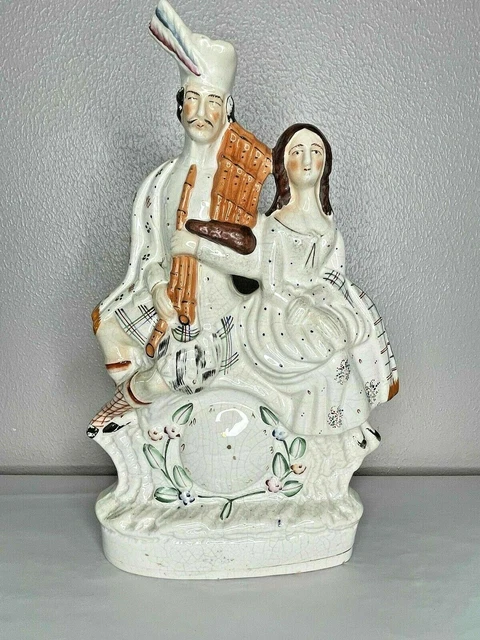 Victorian Staffordshire “Highlanders” Clock Figure, Mid 19th Century Spill Vase