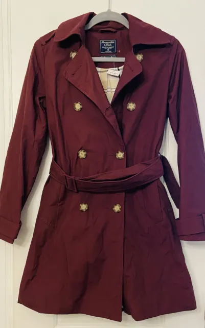 Abercrombie Fitch Women’s Trench Coat Sz XS Maroon NWT