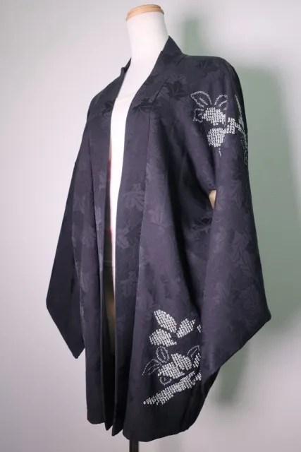 8703J2 Silk Vintage Japanese Kimono Haori Jacket Shibori Branch