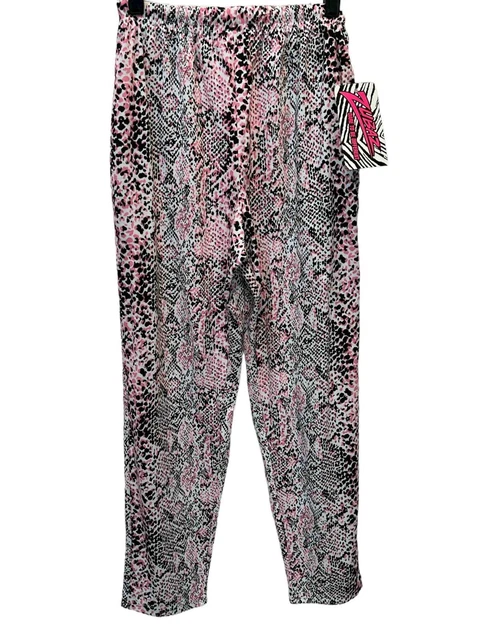 NWT Vtg 90s SKATEBOARD NOS Kids 10/12 ZUBAZ Pants Pink Black Drawstring Childs