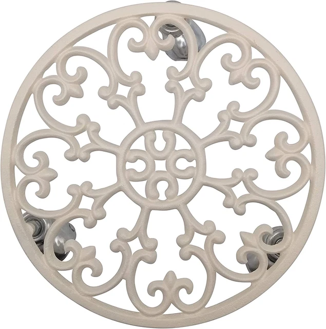 Comfy Hour Rustic Style Collection Cast Iron Plant Trolley Flowerpot Holder