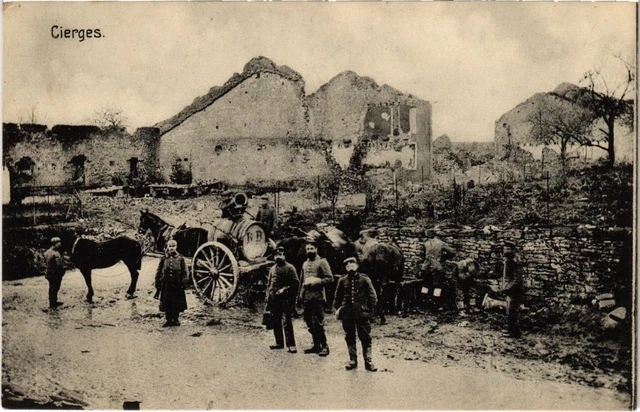 CPA Cierges - Town Scene - Soldiers - Ruines (1037083)