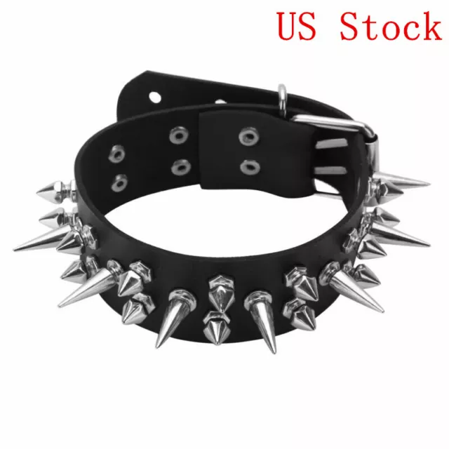 Women Punk Gothic Leather Choker Rivet Rock Chain Buckle Collar Necklace Jewelry