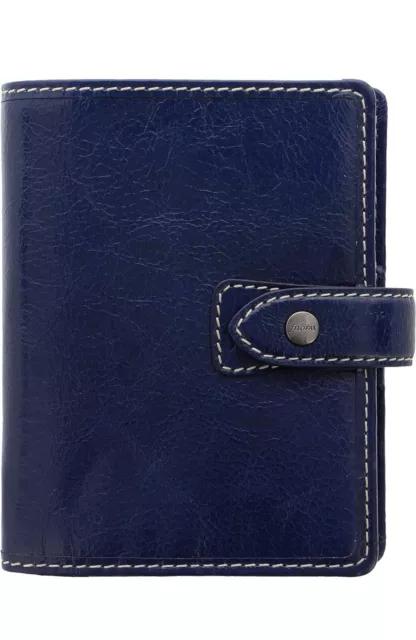 Filofax Malden Organizer Pocket Size ,Navy Full Grain Buffalo Leather 2024