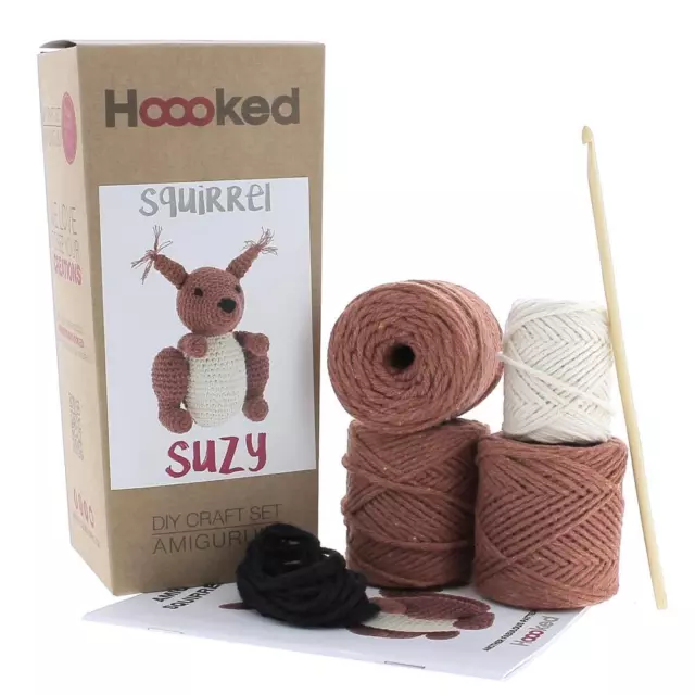 Squirrel Hoooked Amigurumi DIY Kit W/Eco Barbante Yarn