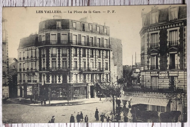 LES Vallées La Place de la Gare La Garenne Paris France Postcard Carte Postale