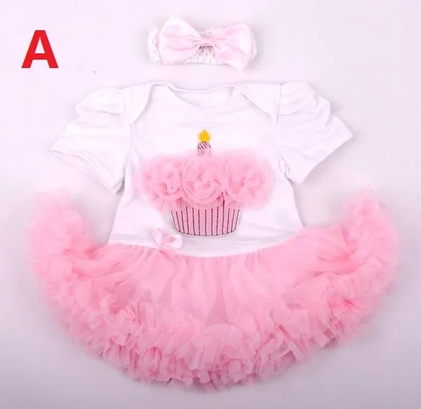 Baby Girls Birthday Party 2 Pcs Set Tutu Romper Dress Headband Clothes 0-2Years