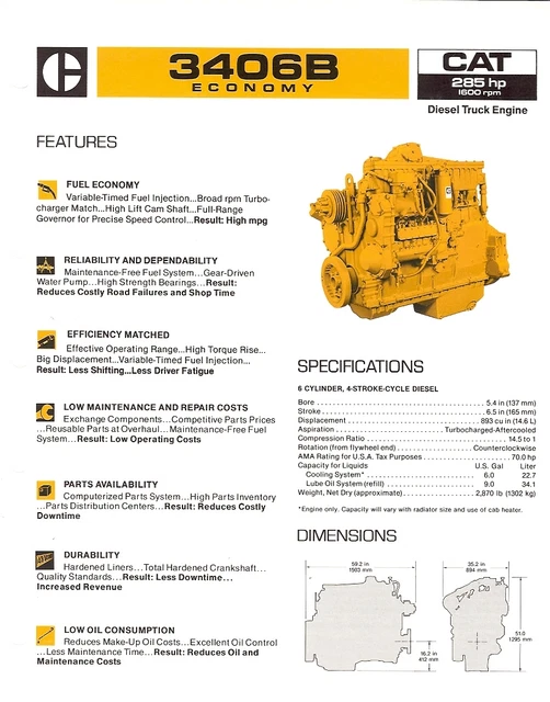 3406b Rack Sensor EQUIPMENT BROCHURE - Caterpillar - 3406B Economy Truck Engine 7 ...