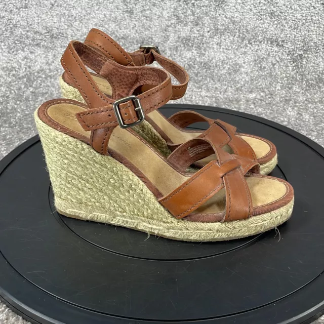 Tommy Bahama Sandals Women's Size 7.5 B Buckle Espadrille Brown Leather