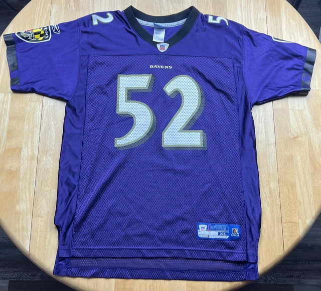 Reebok Baltimore Ravens NFL Replica Jersey #52 Ray Lewis Youth XL Purple