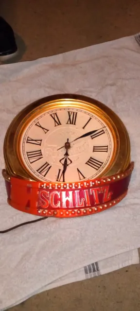 Vintage Wall Lighted Schlitz Beer Clock Only light works