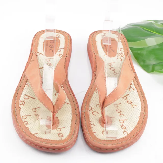 Born Women's Thong Sandal Slide Size 8 Flip Flop Tan Brown Vegan Comfy Logo Shoe