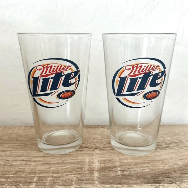 SET OF 2 MILLER LITE 16oz PINT BEER DRINKING GLASSES BAR WARE