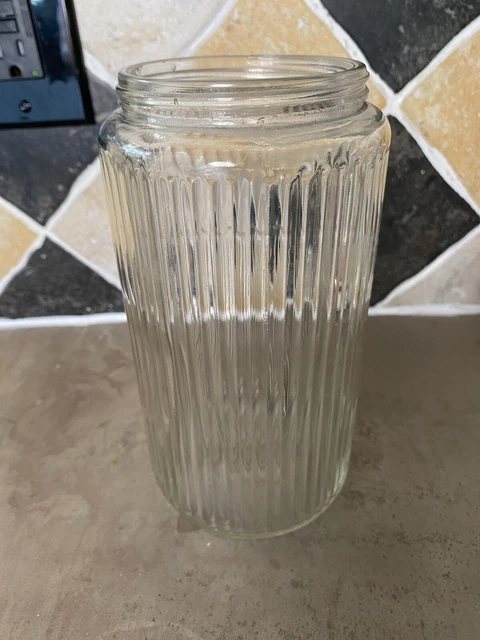 Vintage Original 1930s Hoosier Cabinet Ribbed Coffee Canister Jar No Lid 5