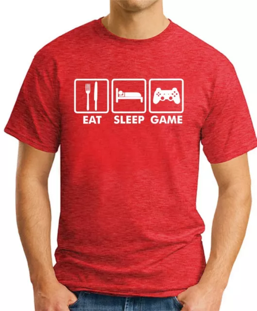 T-shirt EAT SLEEP GAME > Slogan divertente novità uomo geek regalo video giochi nerd 3