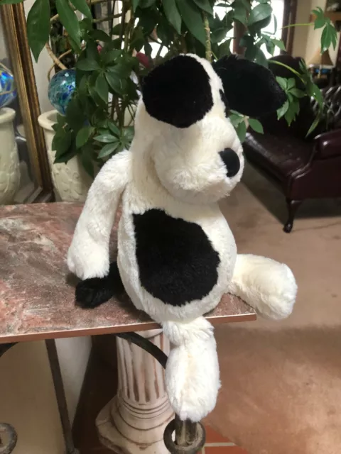 JELLYCAT Dog Bashful Puppy Plush Stuffed Extreme Soft - Spot Eye Black White 12"