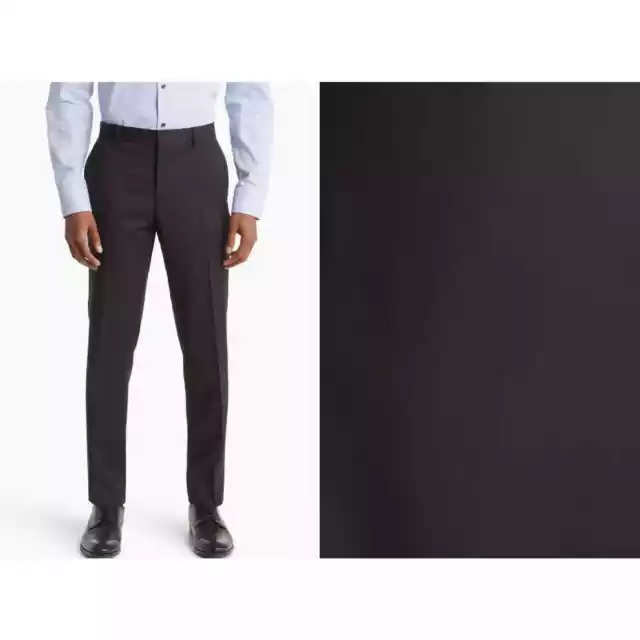 BOSS HUGO BOSS Genius Trim Fit Solid Wool dress pants Black sz 36S $395 1284N