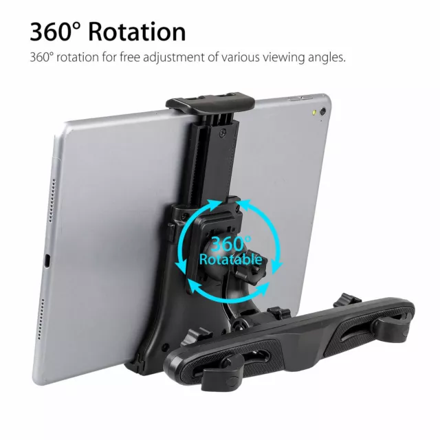 360° Car Back Seat Headrest Mount Holder Stand for 4-12Inch Phone Tablet PC iPad