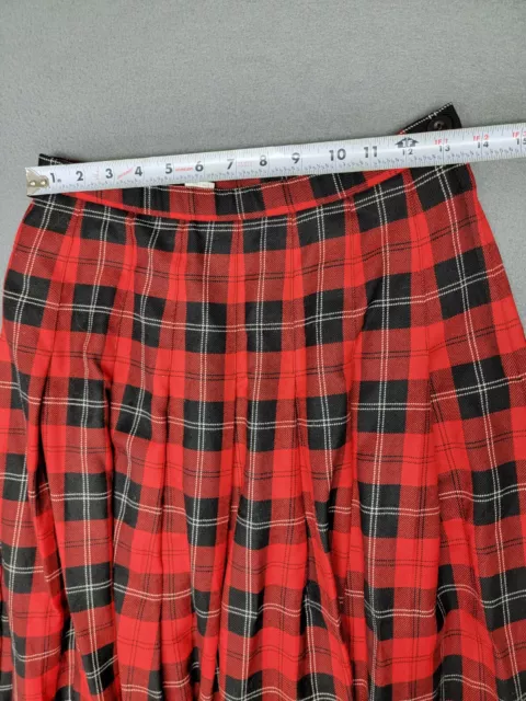 PENDLETON TARTAN PLAID Red Pleat Skirt 100% Virgin Wool Size 8 Side Zip ...