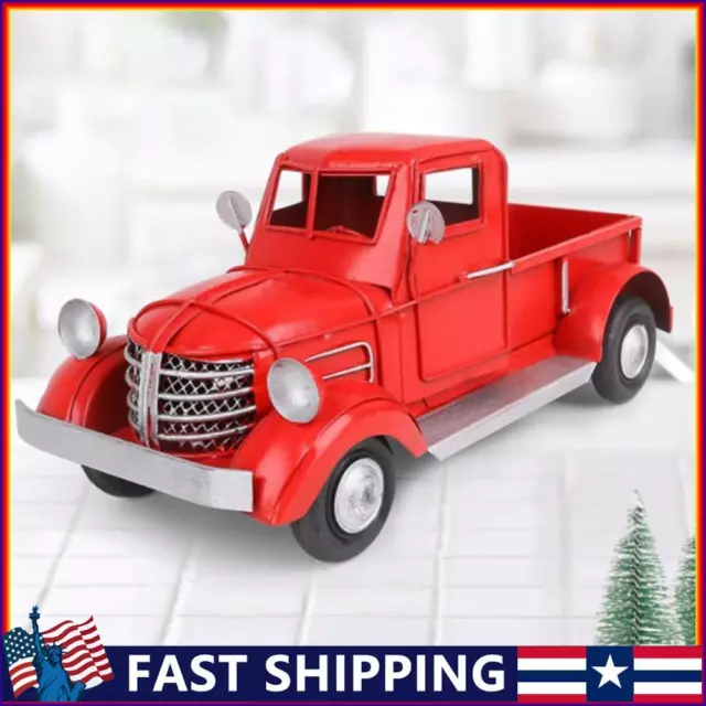 Big Trucks Model Collectable Metal Old Car Model Red Xmas Car Decor for Girl Boy