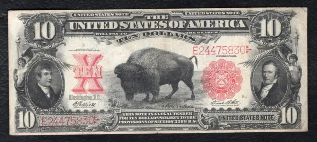 Fr. 121 1901 $10 Ten Dollars “Bison” Legal Tender United States Note Very Fine+