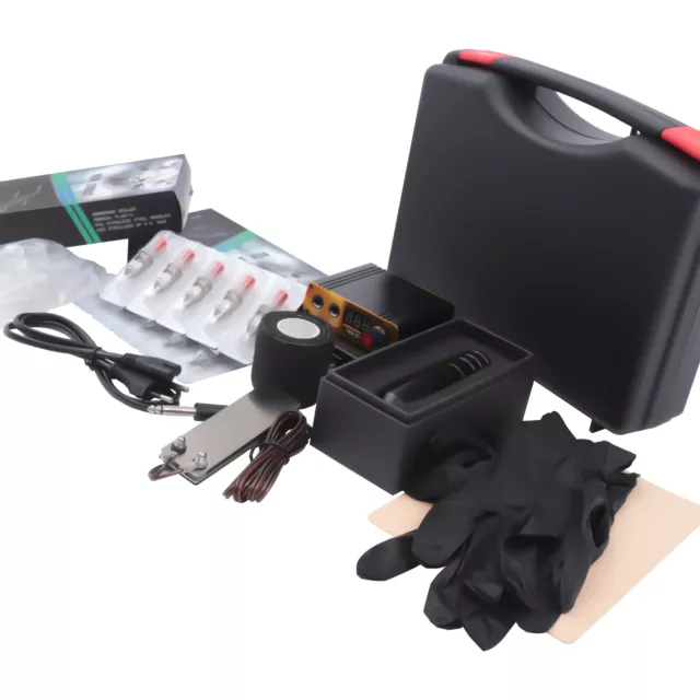 Kit de bolígrafo tatuaje juego máquina 18 vasos de tinta fuente de alimentación agujas
