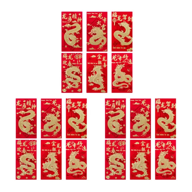 18PCS Year of the Dragon Red Envelopes Chinese Dragon Lucky Money Pockets