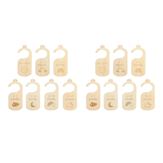 7 Pieces Wooden Baby Closet Dividers Baby Clothes Size Hanger for Closet