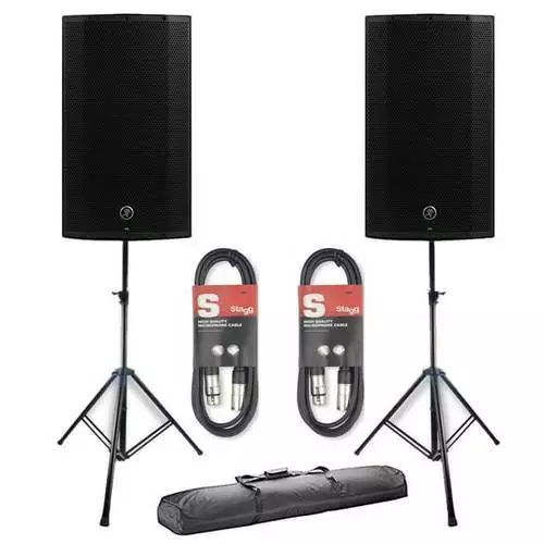 2 x Mackie Thump 15a With Stands & Cables