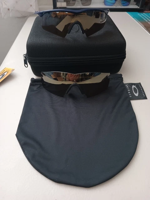 Oakley Pro M Frame Polished Blue/Gold Icons w/ Gold Hybrid/Gold Strike Lenses